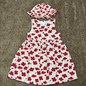 Gymboree Red Floral Dress with Hat